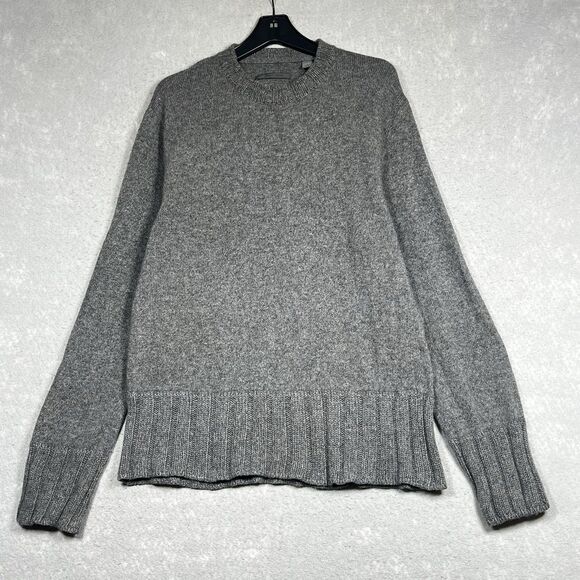 John Varvatos Sweater Mens Large Gray Wool Cashmere Blend Pullover Italy Made - Picture 1 of 12
